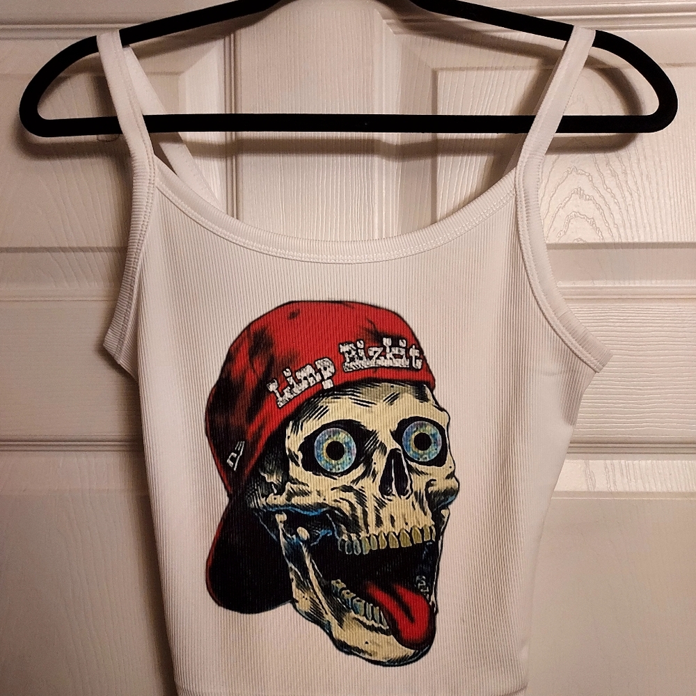 limpbizkit ribbed tank top vintage design  fred durst hat skull skeleton limpbi